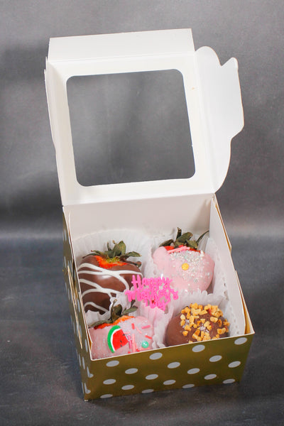 4 STRAWBERRY DECO WITH CHOCOLATES