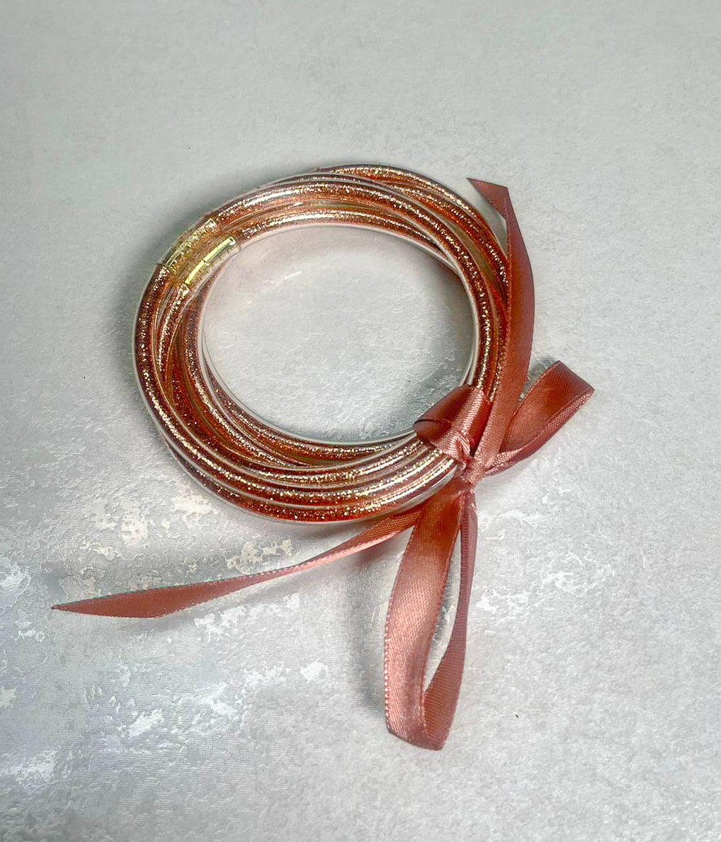 JELLY BANGLES - ROSE GOLD SPARKLES