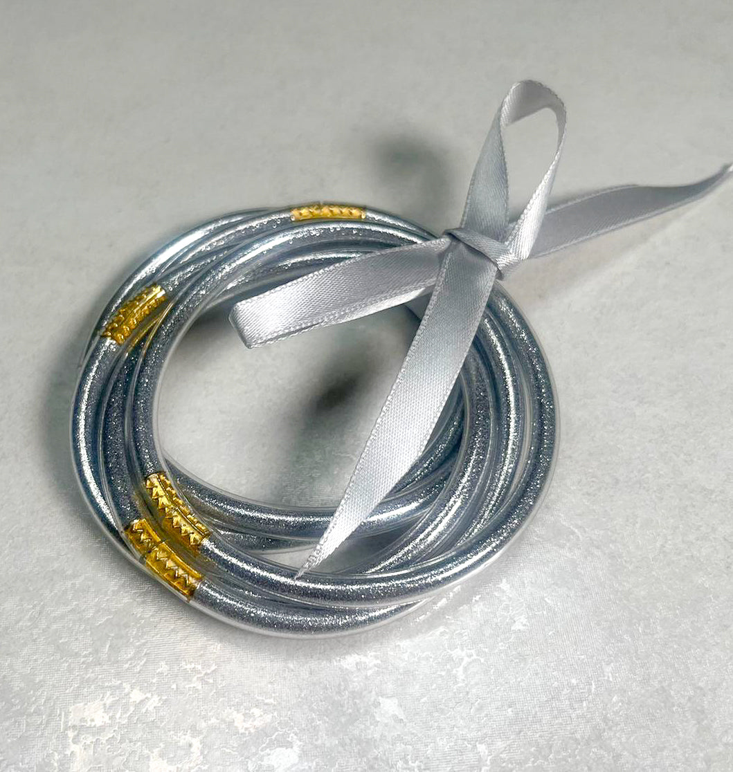 JELLY BANGLES - SHINY SILVER